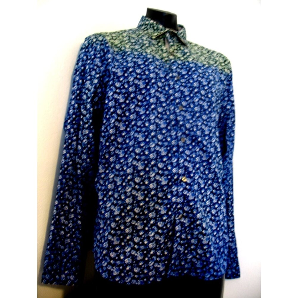 Art in the Alley, Two Tone, Men's Button Front Long Sleeve Shirt, Size XL